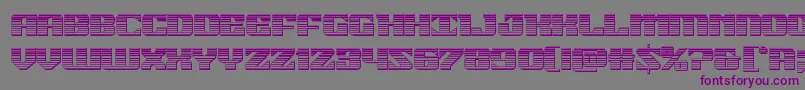 フォント21gunsalutechrome – 紫色のフォント、灰色の背景