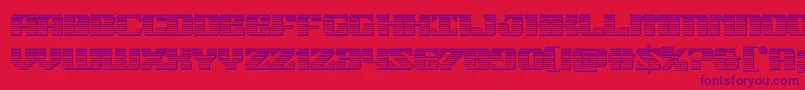 21gunsalutechrome-Schriftart – Violette Schriften auf rotem Hintergrund