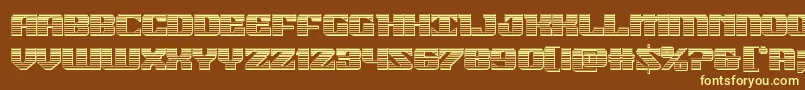 21gunsalutechrome-fontti – keltaiset fontit ruskealla taustalla