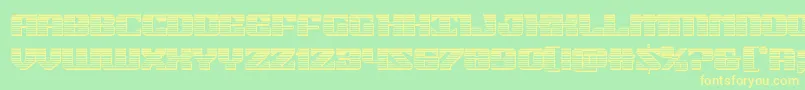 21gunsalutechrome-Schriftart – Gelbe Schriften auf grünem Hintergrund