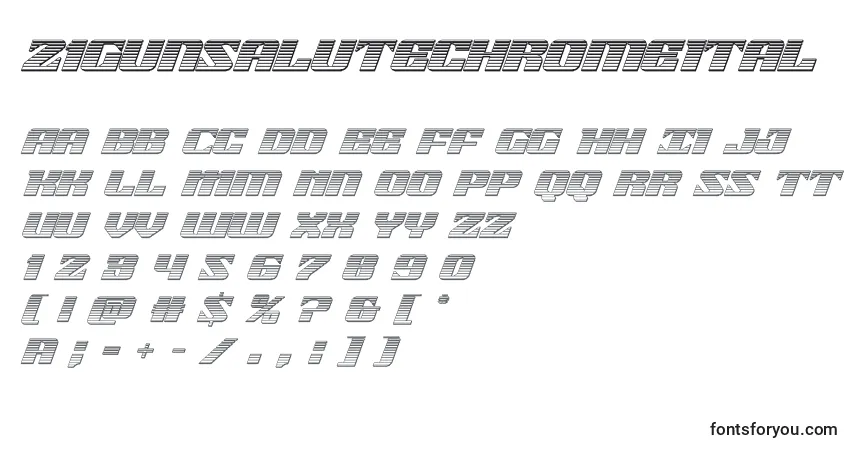 Czcionka 21gunsalutechromeital (118498) – alfabet, cyfry, specjalne znaki