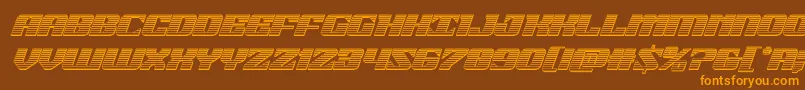 21gunsalutechromeital-Schriftart – Orangefarbene Schriften auf braunem Hintergrund