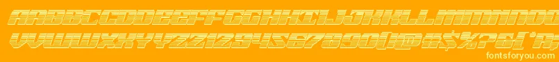 21gunsalutechromeital-Schriftart – Gelbe Schriften auf orangefarbenem Hintergrund