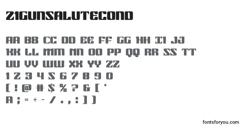 21gunsalutecond (118500)-fontti – aakkoset, numerot, erikoismerkit
