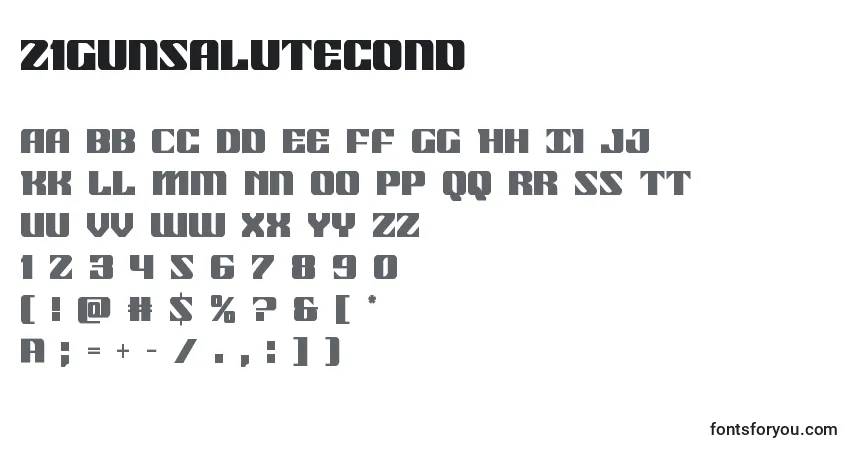 A fonte 21gunsalutecond (118501) – alfabeto, números, caracteres especiais