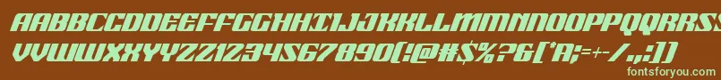 フォント21gunsalutecondital – 緑色の文字が茶色の背景にあります。