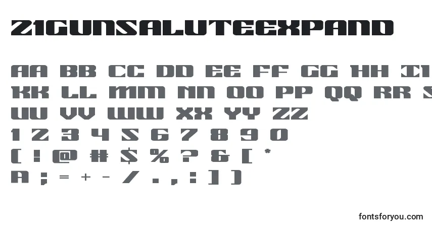 Czcionka 21gunsaluteexpand (118505) – alfabet, cyfry, specjalne znaki