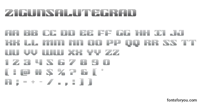 Schriftart 21gunsalutegrad (118508) – Alphabet, Zahlen, spezielle Symbole