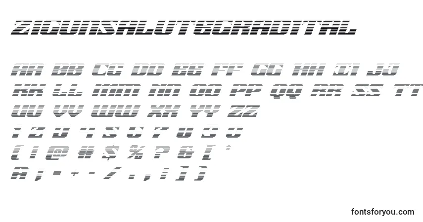 Schriftart 21gunsalutegradital (118511) – Alphabet, Zahlen, spezielle Symbole