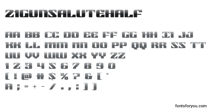 A fonte 21gunsalutehalf (118512) – alfabeto, números, caracteres especiais