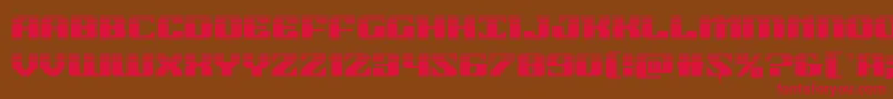 フォント21gunsalutehalf – 赤い文字が茶色の背景にあります。