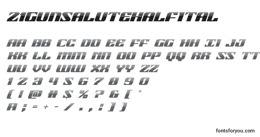 Czcionka 21gunsalutehalfital (118515) – alfabet, cyfry, specjalne znaki