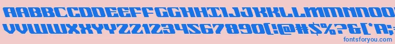 Fonte 21gunsaluteleft – fontes azuis em um fundo rosa