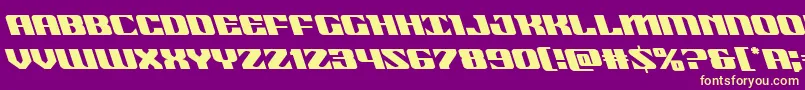 Fonte 21gunsaluteleft – fontes amarelas em um fundo roxo