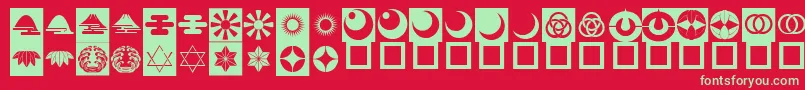 OrientPatternDingsSet5 Font – Green Fonts on Red Background