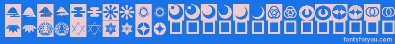 OrientPatternDingsSet5 Font – Pink Fonts on Blue Background