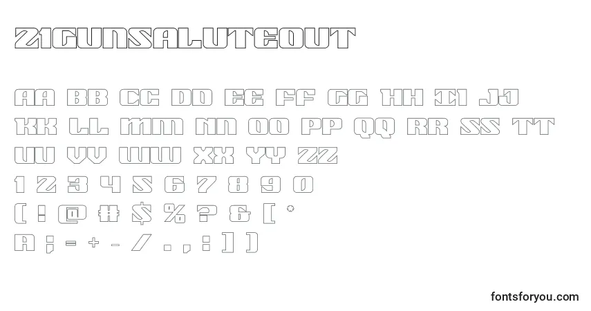 Czcionka 21gunsaluteout (118520) – alfabet, cyfry, specjalne znaki