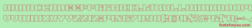 21gunsaluteout-Schriftart – Rote Schriften auf grünem Hintergrund