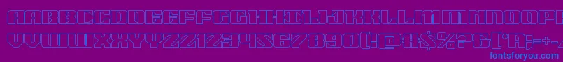 21gunsaluteout-fontti – siniset fontit violetilla taustalla