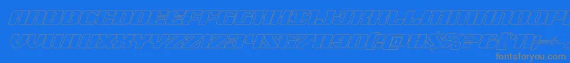 21gunsaluteoutital-Schriftart – Graue Schriften auf blauem Hintergrund