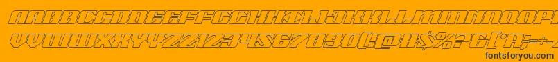Fonte 21gunsaluteoutital – fontes pretas em um fundo laranja
