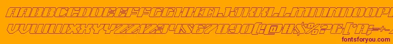 Fonte 21gunsaluteoutital – fontes roxas em um fundo laranja