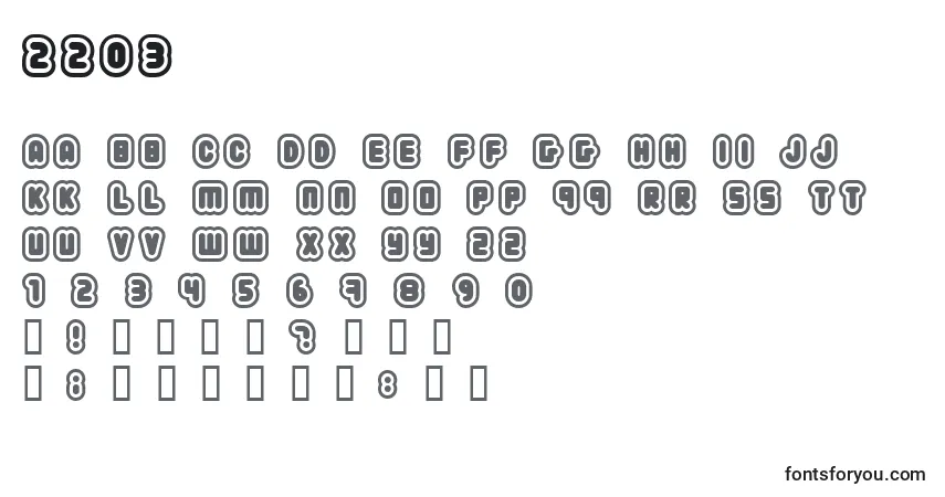 Czcionka 2203 (118525) – alfabet, cyfry, specjalne znaki