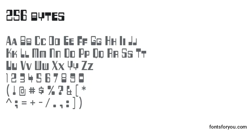A fonte 256 bytes – alfabeto, números, caracteres especiais