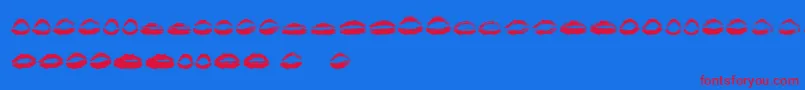 Fonte 26 More Kisses   – fontes vermelhas em um fundo azul