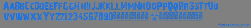 Weitere Informationen zur 28 Days Later-Schriftart 28 Days Later-Schriftart – Blaue Schriften auf grauem Hintergrund