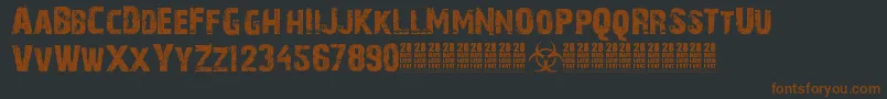 28 Days Later-Schriftart – Braune Schriften auf schwarzem Hintergrund