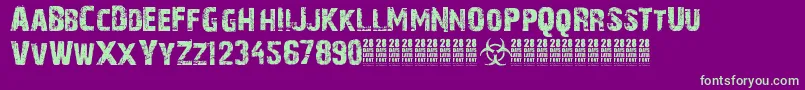 28 Days Later-Schriftart – Grüne Schriften auf violettem Hintergrund