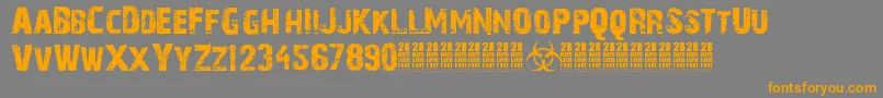28 Days Later-Schriftart – Orangefarbene Schriften auf grauem Hintergrund