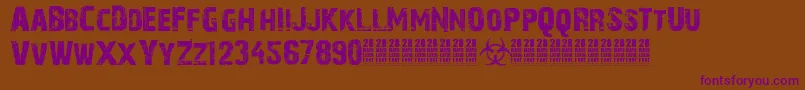 28 Days Later-Schriftart – Violette Schriften auf braunem Hintergrund