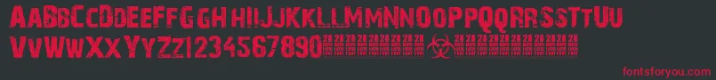 28 Days Later-Schriftart – Rote Schriften auf schwarzem Hintergrund