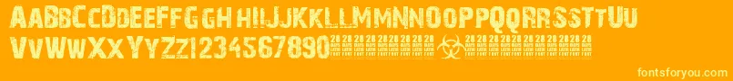 28 Days Later-Schriftart – Gelbe Schriften auf orangefarbenem Hintergrund