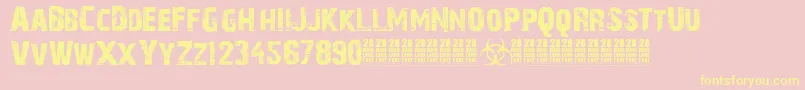 28 Days Later-Schriftart – Gelbe Schriften auf rosa Hintergrund