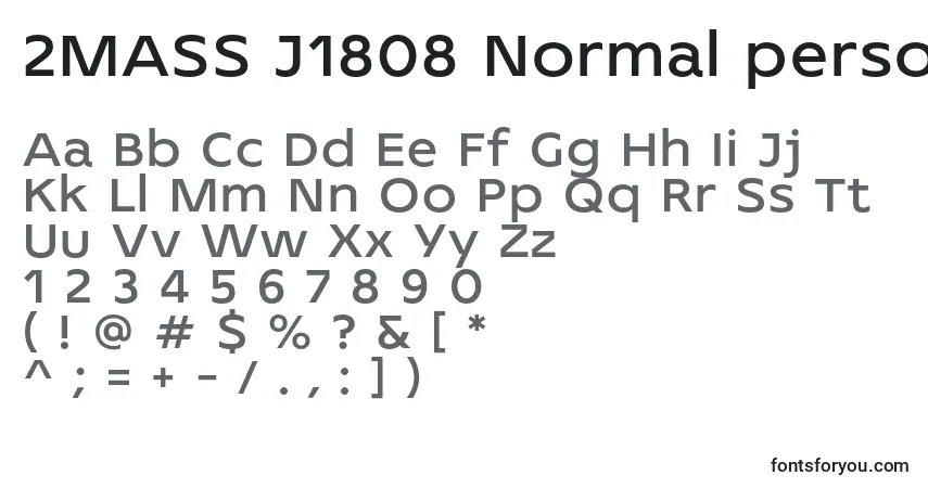 Czcionka 2MASS J1808 Normal personal use – alfabet, cyfry, specjalne znaki