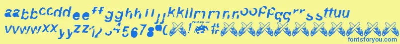 3 fontvir us Font – Blue Fonts on Yellow Background