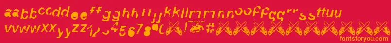 3 fontvir us-Schriftart – Orangefarbene Schriften auf rotem Hintergrund