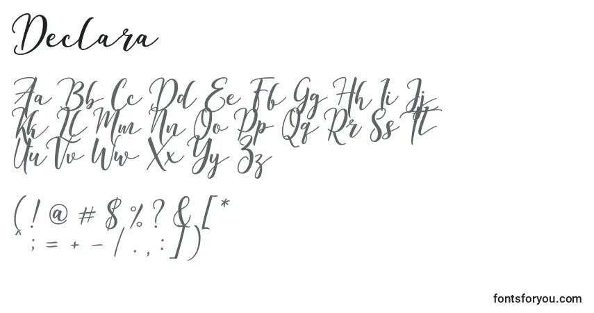Schriftart Declara – Alphabet, Zahlen, spezielle Symbole