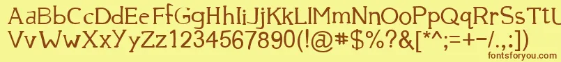 フォント39smooth – 茶色の文字が黄色の背景にあります。