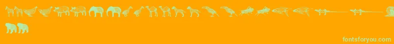 3DAnimals-Schriftart – Grüne Schriften auf orangefarbenem Hintergrund