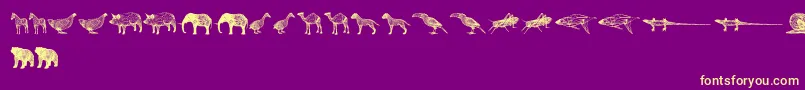 3DAnimals Font – Yellow Fonts on Purple Background