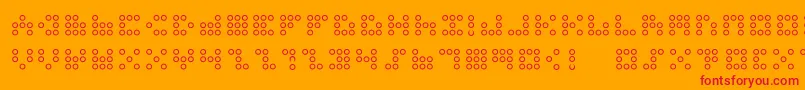 3x3dotso-Schriftart – Rote Schriften auf orangefarbenem Hintergrund