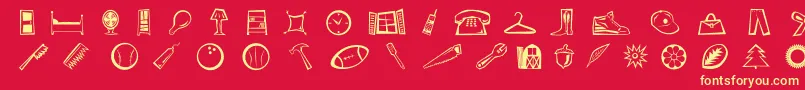 Fonte DfRadicalsLetPlain.2.0 – fontes amarelas em um fundo vermelho