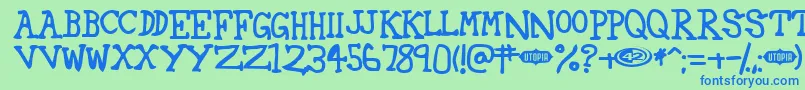 42 Font – Blue Fonts on Green Background