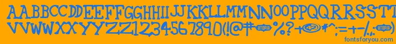 42 Font – Blue Fonts on Orange Background