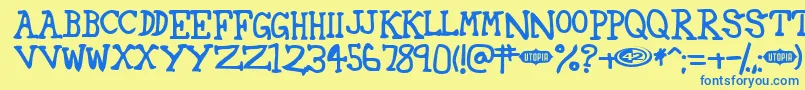 42 Font – Blue Fonts on Yellow Background