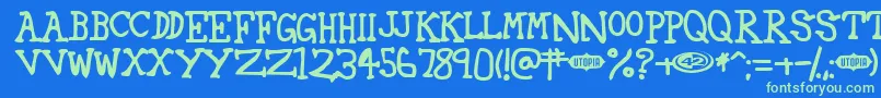 42 Font – Green Fonts on Blue Background